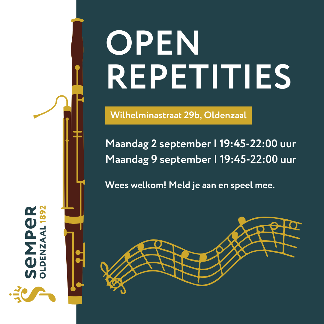 Open repetities orkest 2 & 9 september